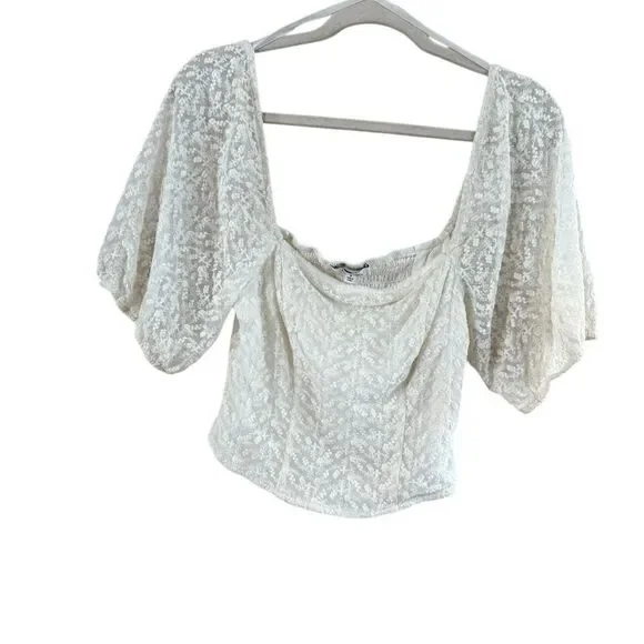 Louna Rent The Runway White Puff Sleeve Crop Top - Picture 9 of 10